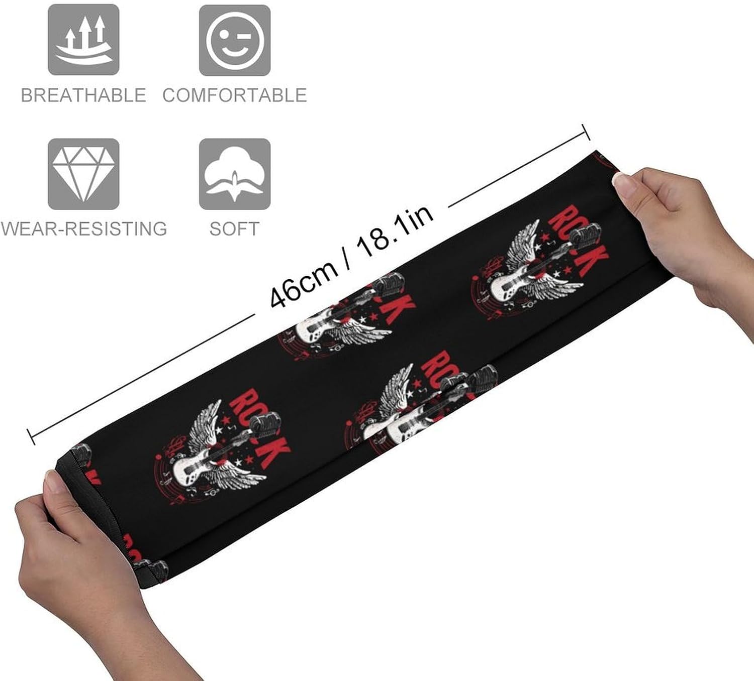 Rocks-Music Guitar Knee High Socks Athletic Long Stockings Sport Casual Crew Tube Sock Boot 46cm