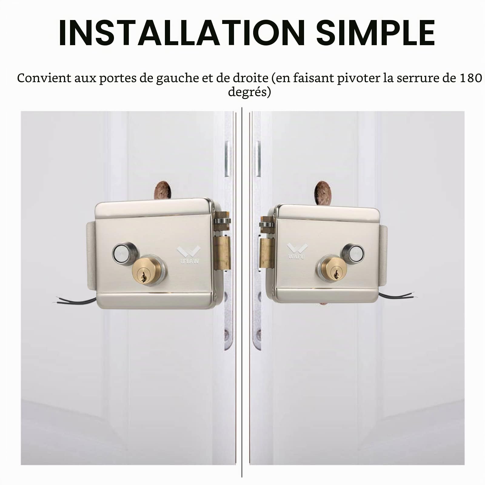 Serrure de porte électrique intelligente, métallique sécurisée, électronique, avec 3 clés et déverrouillage électronique pour système de contrôle d'accès