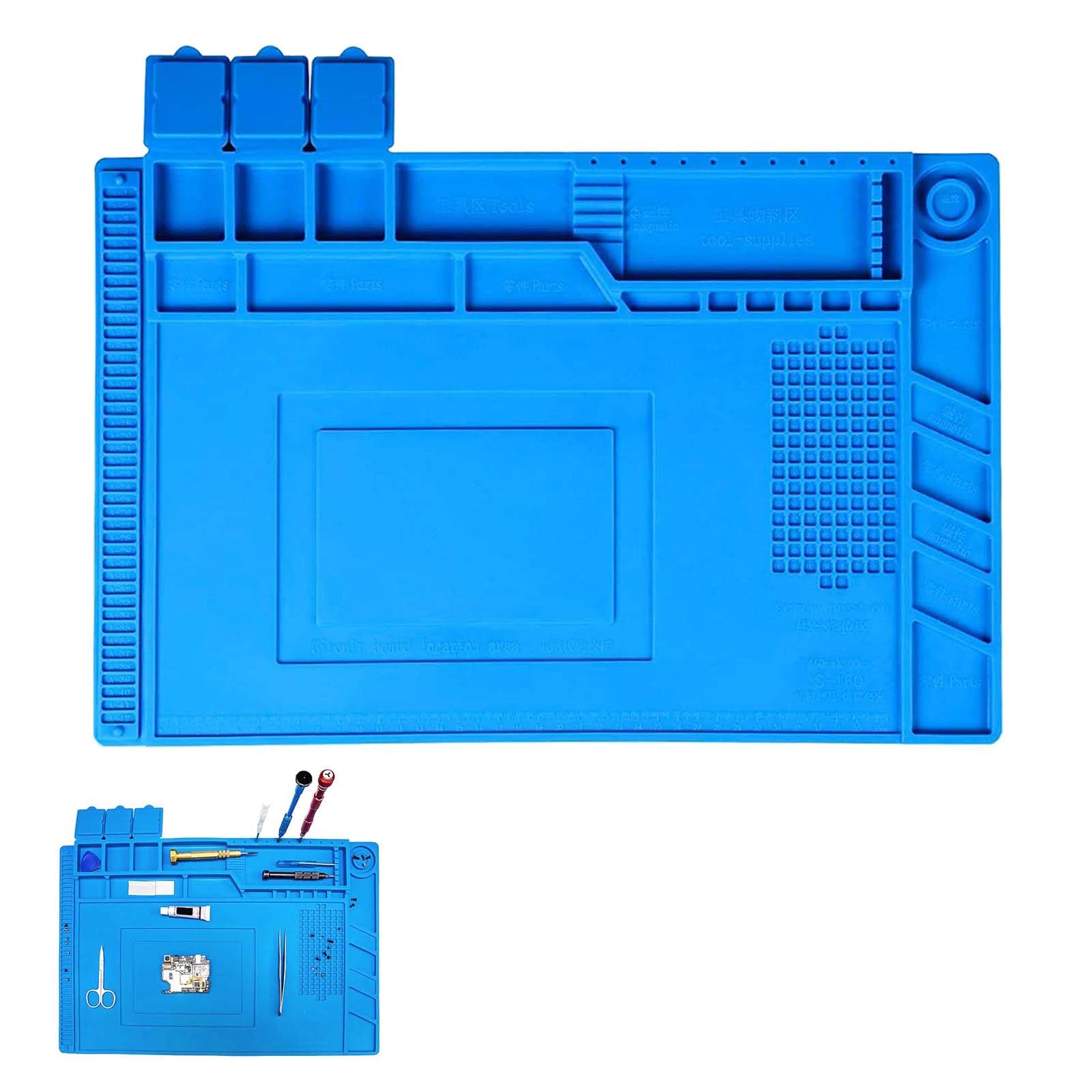 Tappetino Magnetico per Saldatura, Tappetino per Riparazioni Resistente al Calore da 500℃, 45 x 30 cm Tappeto da Lavoro, Tappeto per Saldatura e Riparazioni, per Riparare Componenti Elettronici