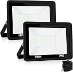 30W Flood Light Outdoor, 3000lm LED Flood Light IP66 Waterproof Plug in Outdoor Lights 6500K 2Pack Work Light for Yard Garden Stadium Garage Playground