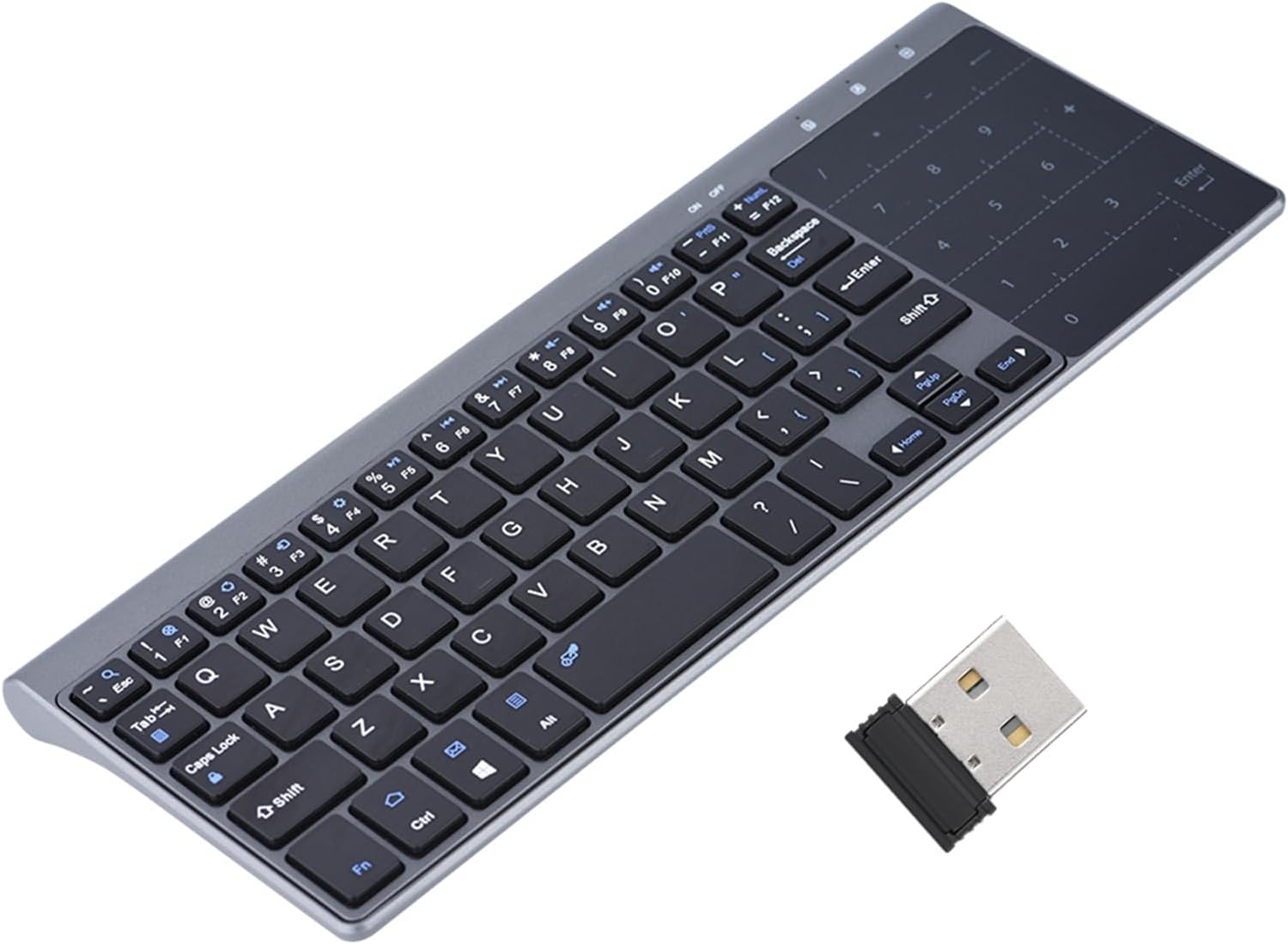 Portable Slim 2.4GHz Wireless Handheld Keyboard with Touchpad, Black, for PC, Notebook, and TV Box
