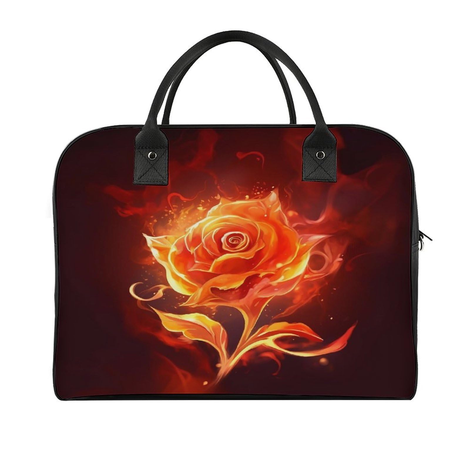 Flame Rose Laptop Tote Bag Casual Travel Handbag Multi Pocket Shoulder Bags for Work Travel