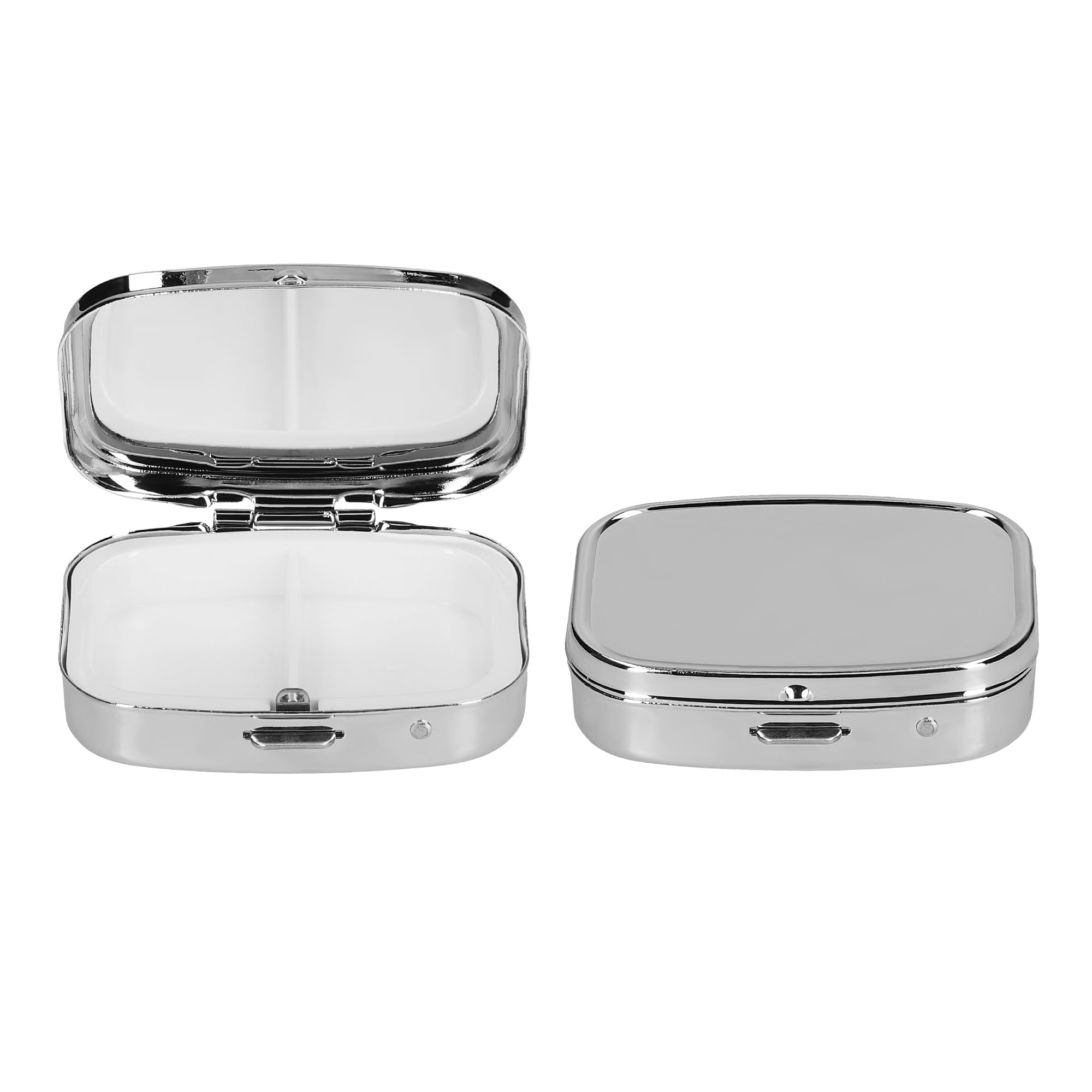 kwmobile Pastillero metálico 2en1 - Set de 2x estuche duro de acero inoxidable con 2 compartimentos para medicinas - plata