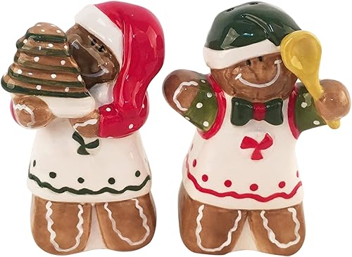 Blue Sky Ceramics Juego de sal y pimienta de pan de jengibre, multicolor