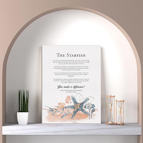 Miniatura 5 de LEXSIVO Lienzo impreso inspirador de historia de estrellas de mar «Make a Difference», arte de pared, decoración de la oficina en casa, pintura de
