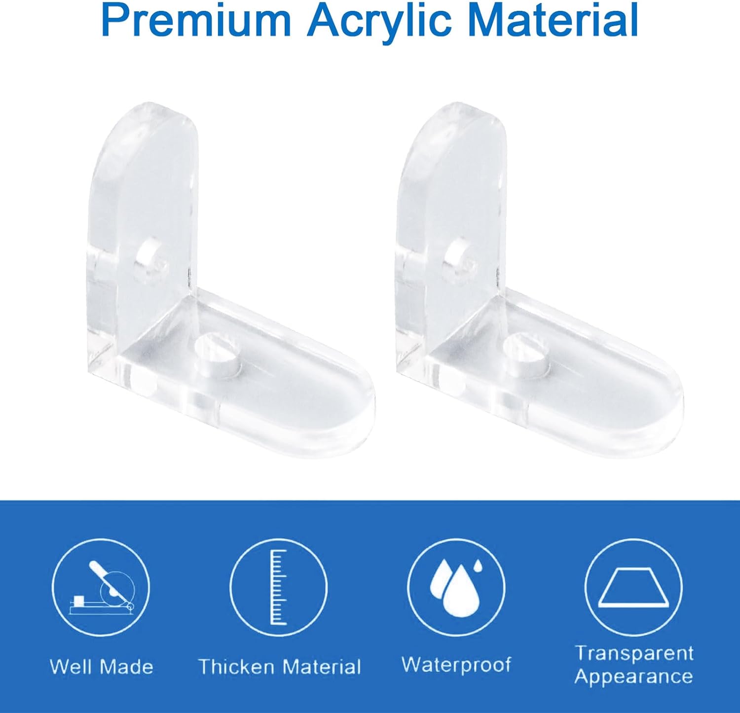 INCREWAY 20pcs Acrylic L Brackets, Transparent Clear Corner Bracket, 90 Degree Support Shelf Corner Brace, Right Angle Bracket