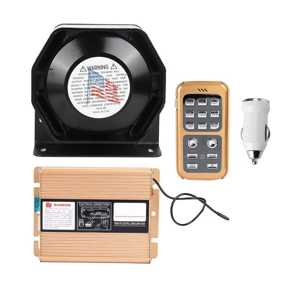 Alarme D'avertissement de Voiture, Yctze 12v Alarme D'avertissement de Voiture 18 Tons Haut-parleur de Sirène sans Fil Klaxon de Sécurité Mains Libres avec 2 Lumières LED