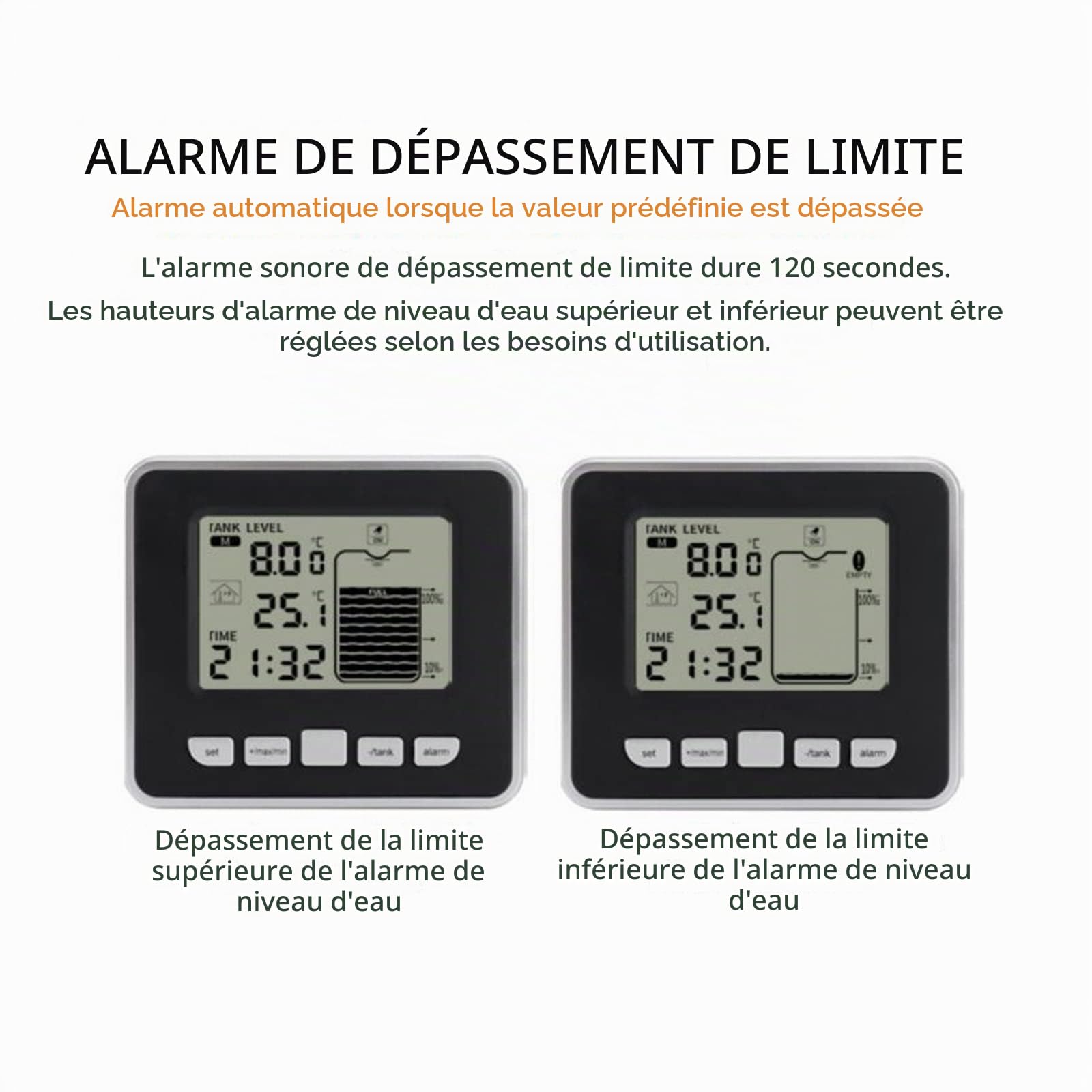 Jauge cuve fioul, Capteur transmetteur multifonction Mini réservoir d'eau liquide profondeur niveau mètre ultrasons sans fil nouvelle jauge de niveau d'eau,pour voitures et motos