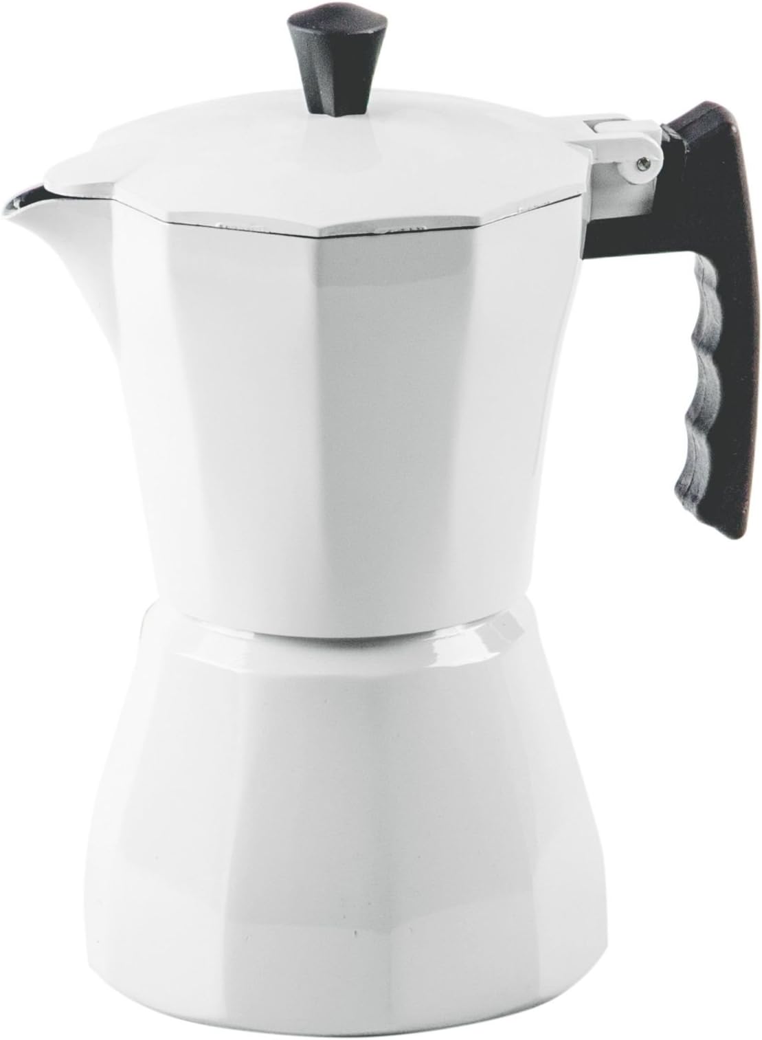 Palais Dinnerware Stovetop Espresso Maker - Aluminum Coffee Maker Moka Pot (White, 3 Demitasse Cups)