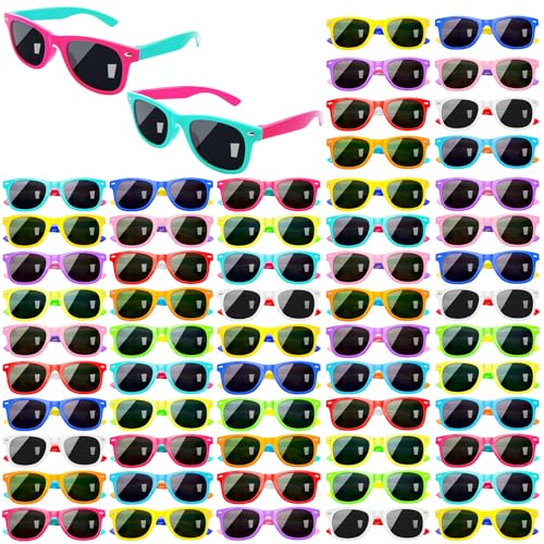 60 Pack Kids Sunglasses Bulk Toddler Classic Glasses Neon Colored Boy Girl Party Favors Outdoor Costume Eyewear
