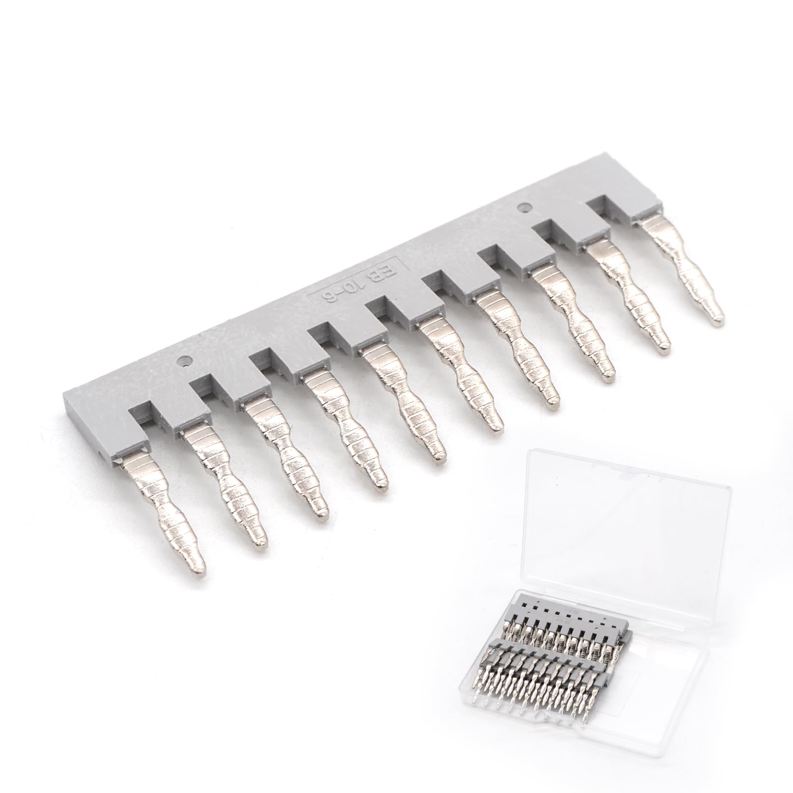 10 Pcs EB10-6 Terminal Bridge Connector, DIN Rail Side Plug-in Terminal Block, External Bridge Jumpers, Compatible with UK5N & UK2.5B