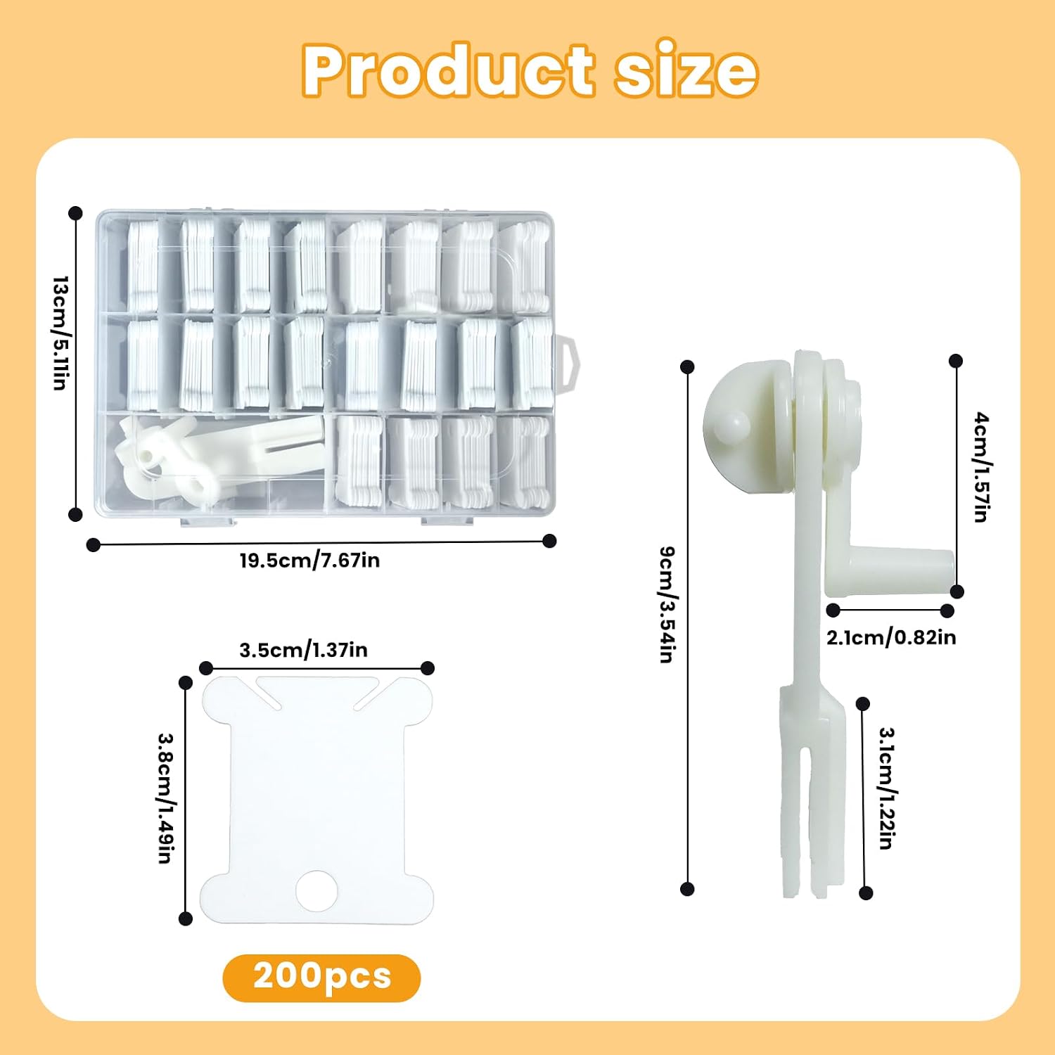 200 Pcs Embroidery Floss Bobbins, Cross Stitch Thread Storage Set, Embroidery Floss Organizer with Bobbin Winder, Plastic Thread Organizer for DIY Craft Cotton Thread Sewing Storage