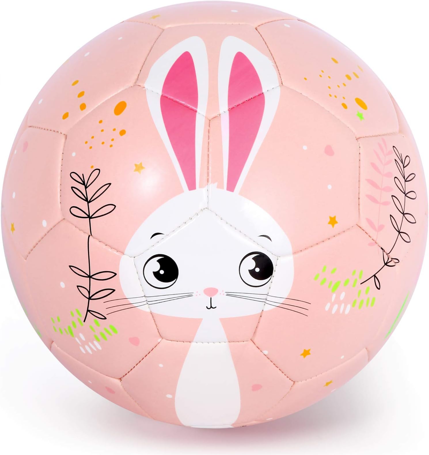 Toddler Soft Soccer Ball Cute Cartoon Kids Ball Toy Gift Indoor Outdoor (Pink Bunny, Size 1)