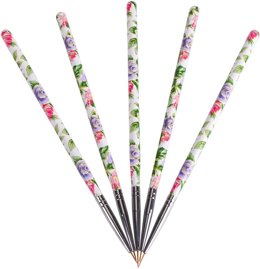 Nail Pens 5pcs/Set Nail Manicure Tools Flower Handle Nail Art Brush Pen Professional Nail Art Paint Drawing Brush Kit for Nail Art