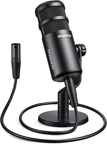 MAONO XLR Podcast Microphone, Cardioid Studio Dynamic Mic for Vocal Recording, Streaming, Voice-Over, Voice Isolation Technology, Metal Mic, Works for Audio Interface, Mixer, Sound Card-PD10