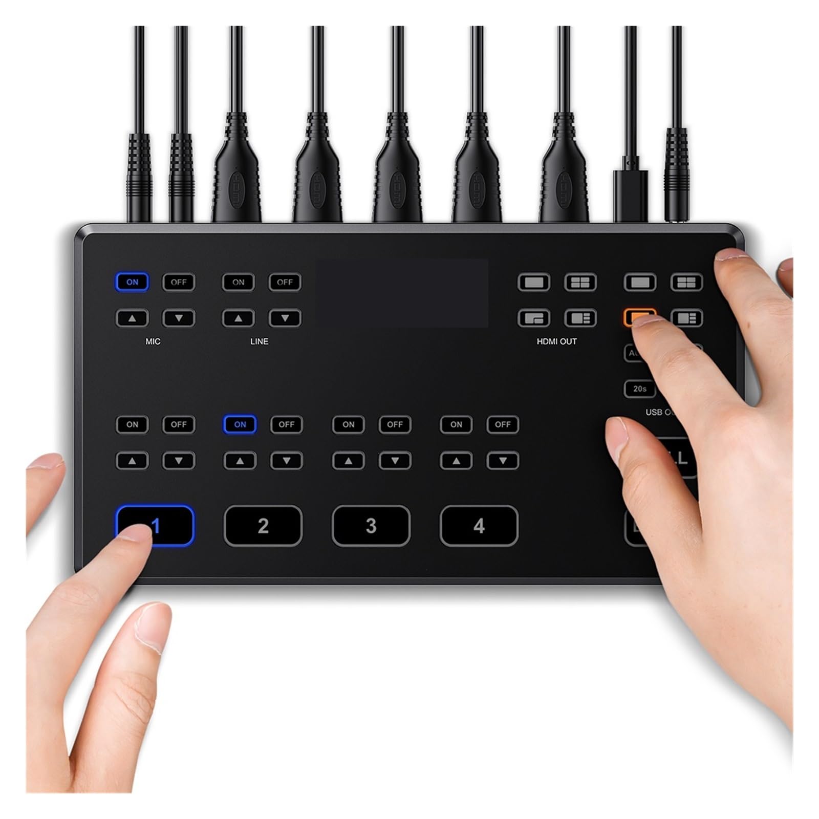 Karta przechwytująca miksera wideo Live Switch 4 do transmisji strumieniowej na żywo, wejście liniowe TRS 3,5 mm/zestaw słuchawkowy CTIA