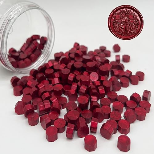 Cuentas de cera de sellado, 200 cuentas de sellado octágono a granel para invitaciones de boda, regalo de Navidad, sellado de sobres (rojo oscuro) Cuentas de cera de sellado, 200 cuentas de sellado octágono a granel para invitaciones de boda, regalo de Navidad, sellado de sobres (rojo oscuro)