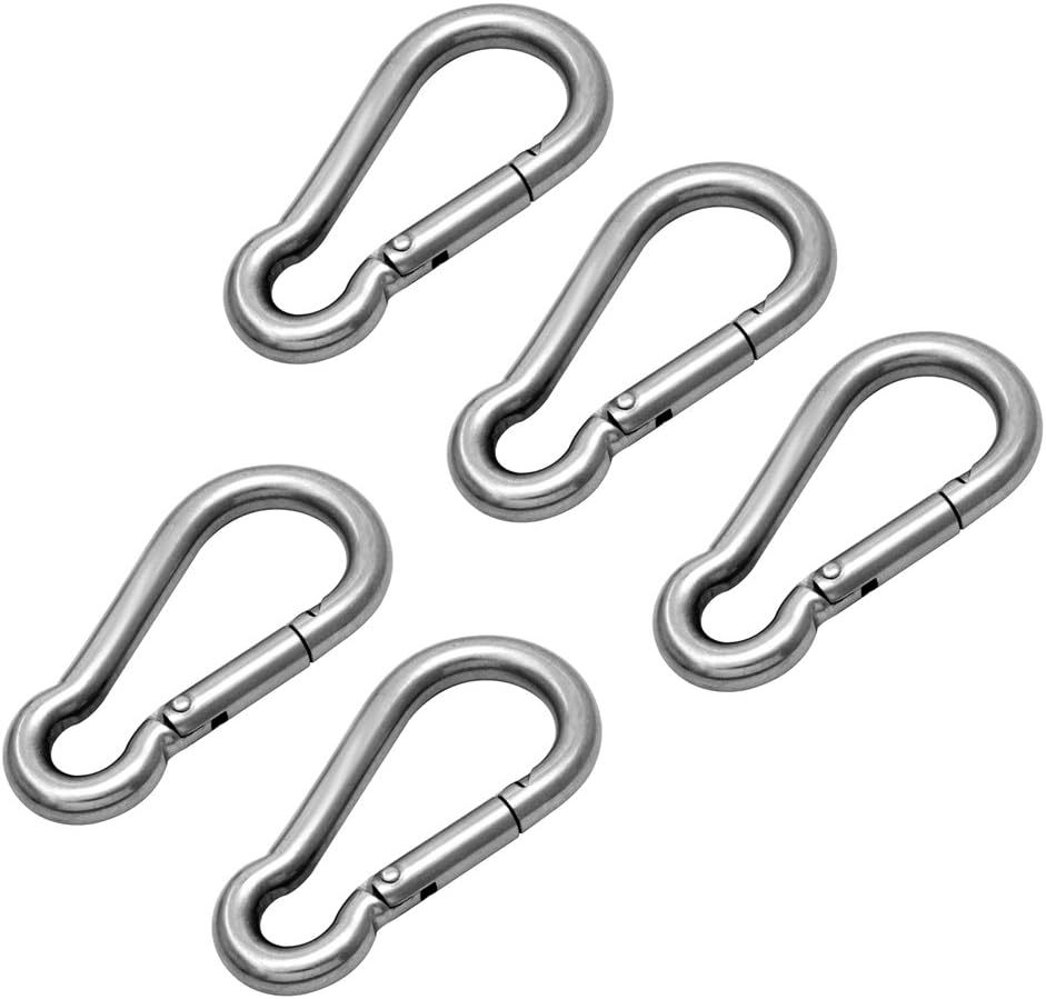 Hamma 5 Pack Carabina/Carabiner/Carbine Clip 6mm x 60mm - A4 316 Stainless Steel Marine Grade