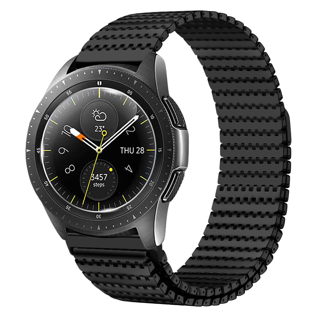 iBazal Compatible with Samsung Galaxy Watch 6/5/4 44mm 40mm/Galaxy Watch 5 Pro 45 mm/Watch 4/6 Classic 47mm 46mm 43mm 42mm/Watch 3 41mm/Active 2/Watch 42mm Band 20mm Metal Mesh Magnetic Strap - Black