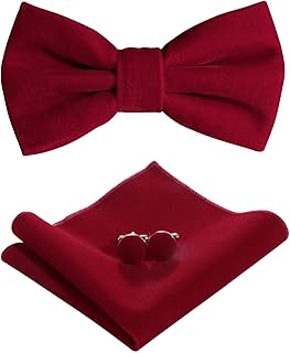 Velvet Bow Tie for Men - Pre-Tied Vintage Tuxedo Set With Cufflinks, Pocket Square and Gift Box