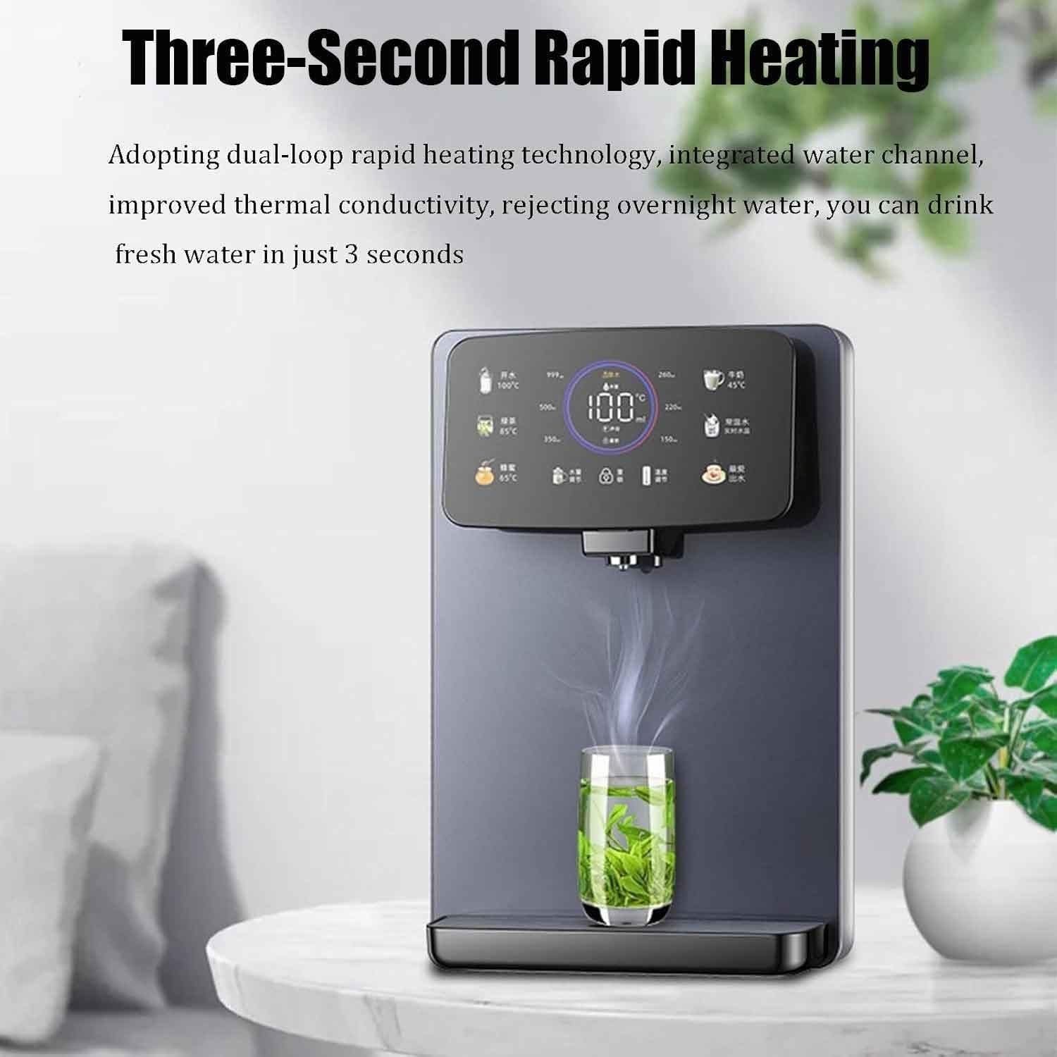 Dispensador de agua caliente, montaje en pared, calentamiento rápido de 2200 W, bloqueo electrónico para niños, tubo de calefacción de acero inoxidable integrado, 13 ajustes de temperatura