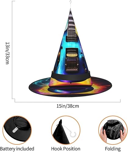 Miniatura 4 de DJnni Many Dogs Halloween Witch Hat Wide Brim Foldable Pointed Cap For Halloween Party Costume Accessory