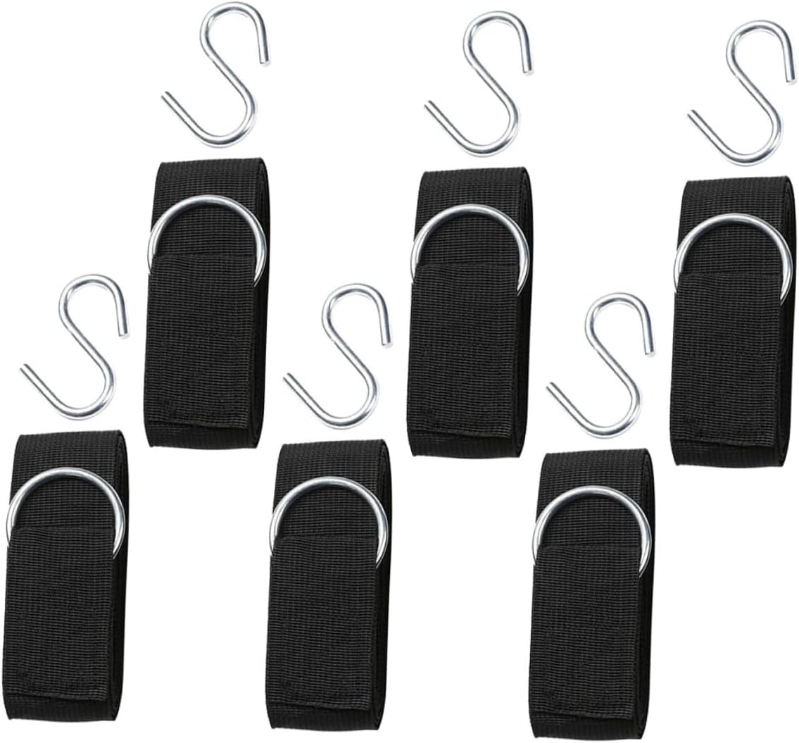 VILLCASE 6pcs Adjustable Nylon Swing Hanging Straps with Reinforced S-Hook for Outdoor Tree Swing and Hammock, Heavy Duty Hanging Rope Kit for Backyard and Camping Use