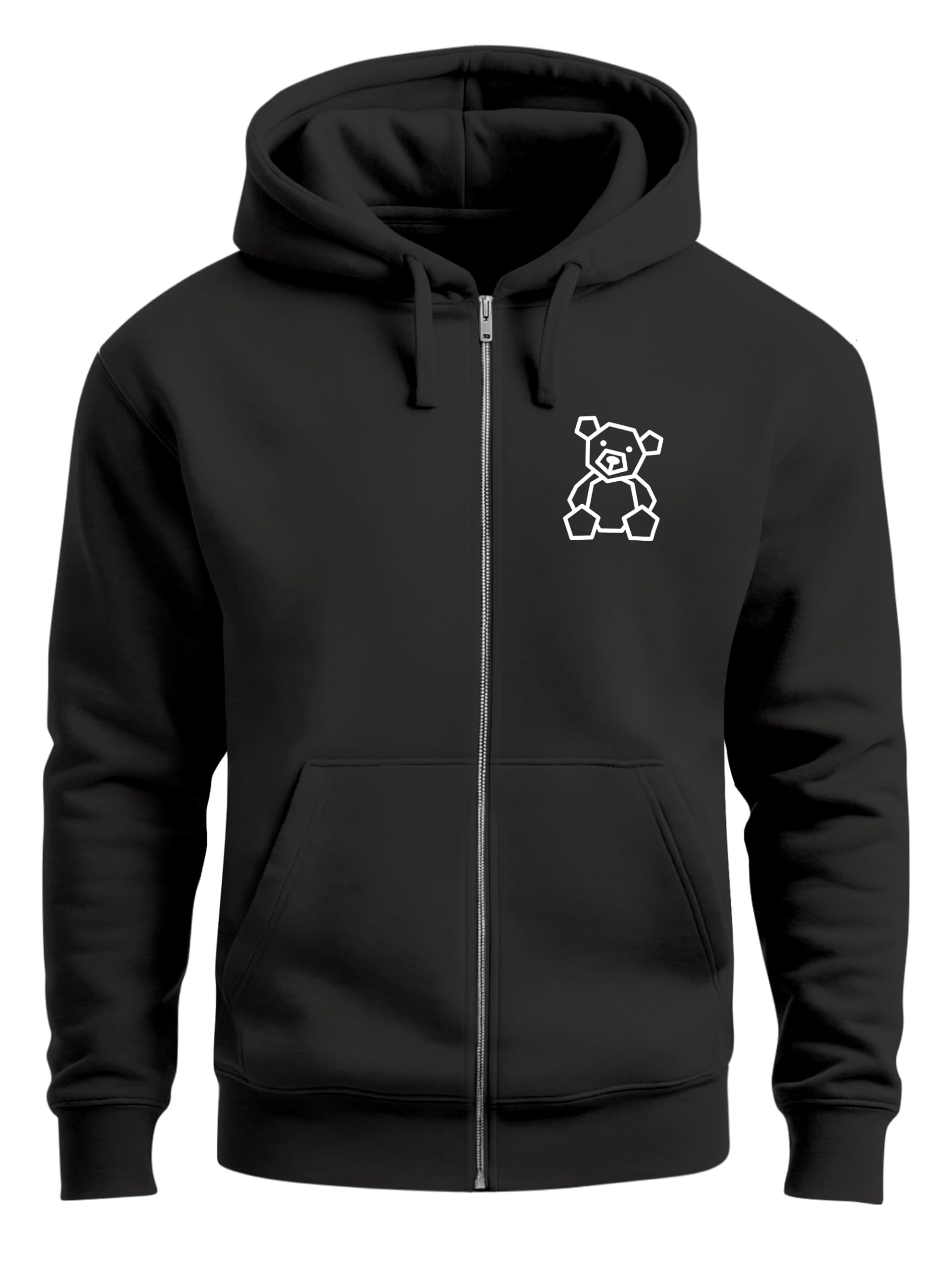 Neverless® Herren Sweatjacke mit Kapuze Teddy Print Logo Zipjacke Zip-Hoodie Männer Fashion Streetstyle