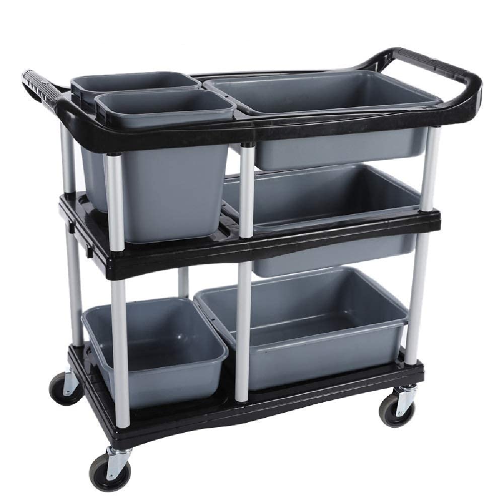 OLSKFUH Carts Trolley Movable Hand Trucks Household Serving Cart Storage Hand Trucks, With Wheels, Commercial Collecting Dining Car, Hotel Restaurant Delivery Tableware Car/Black,