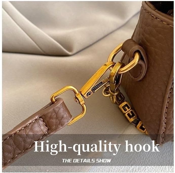 Women's Fashion Luxury PU Leather Crossbody Bag, Small Flap Shoulder Purse with Gold Chain Strap, 7.8x3.9x2.7 Inches