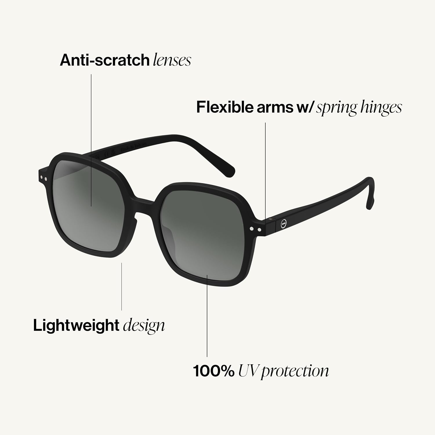 IZIPIZI SUN # OFFICE Square Sunglasses For Men & Women, 100% UV Protection Anti-Scratch Grey Lenses