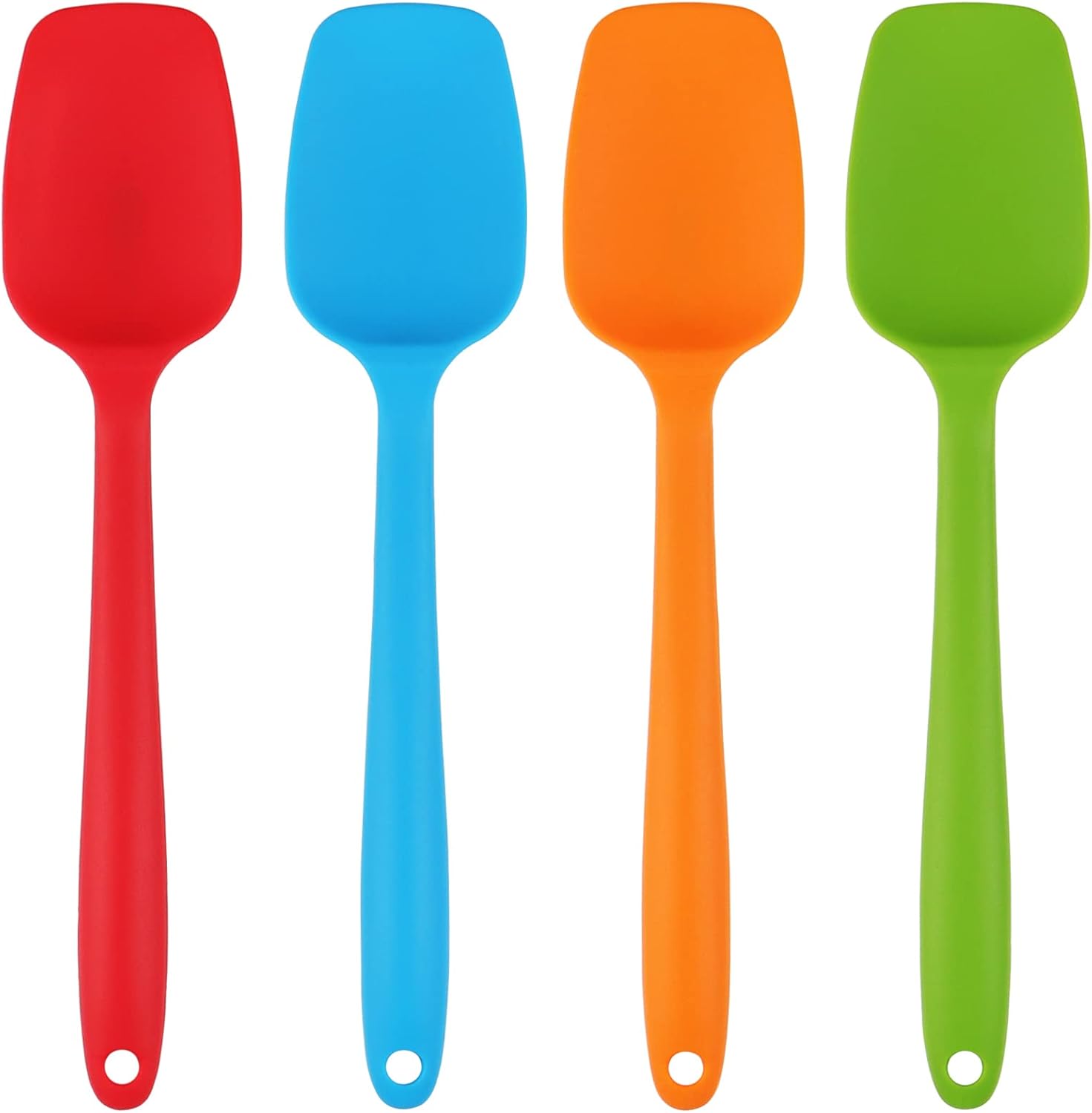 YOKOMI 4 Pcs Heat Resistant Large Silicone Spoon Spatulas, NonStick