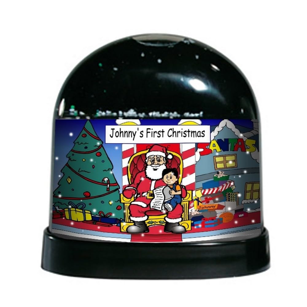 PrintedPerfection.com Personalized Santa Visit Boy Snow Globe Gift
