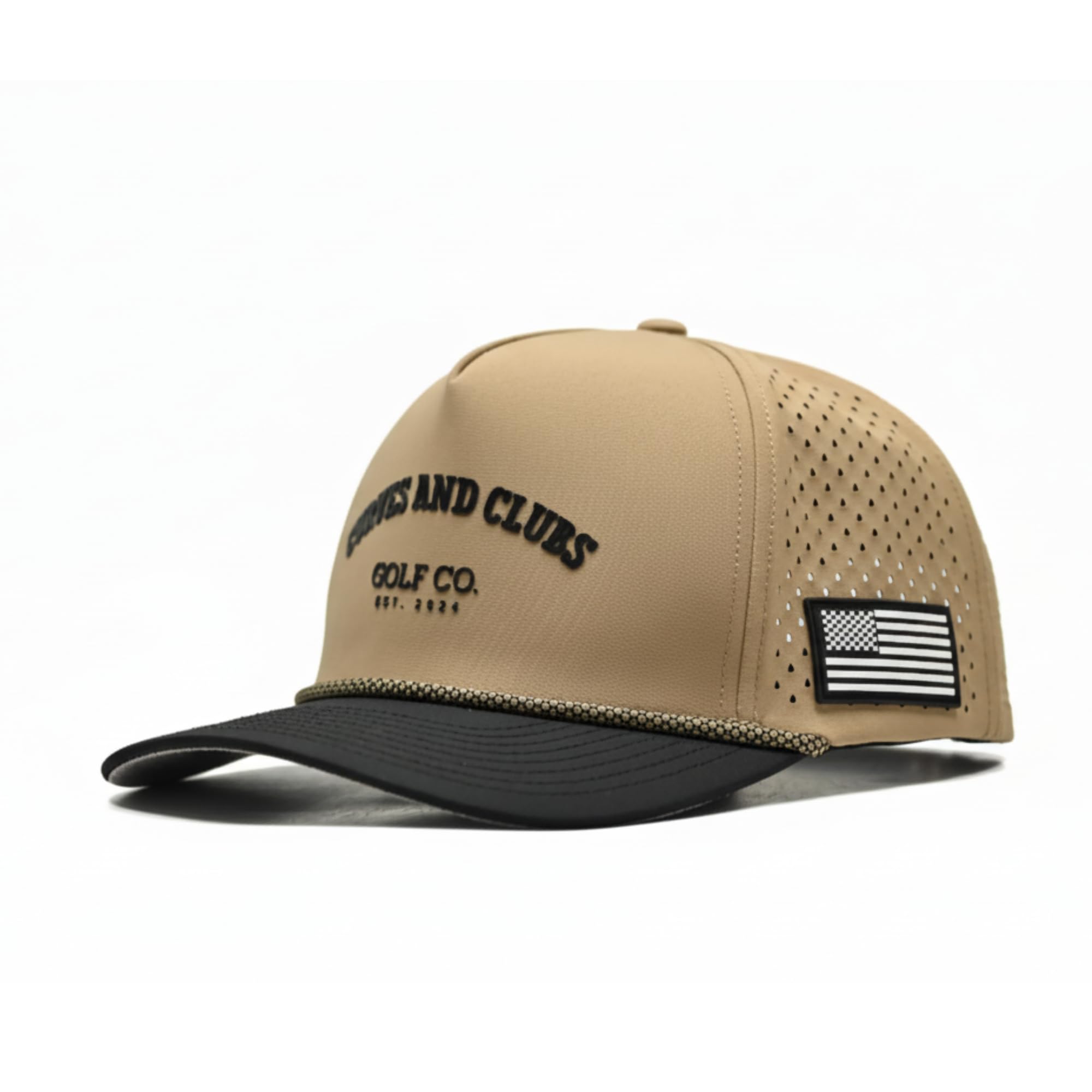 Curves &amp; Clubs USA Golf Rope Hat – American Flag Golf Cap, Performance Hat – Adjustable, Breathable