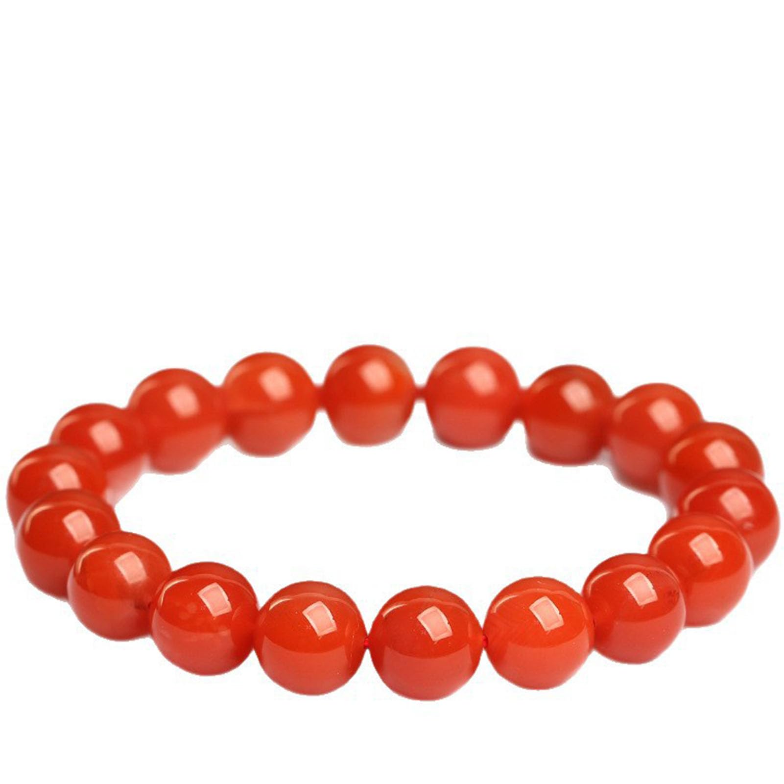 Bracciale in Agata Naturale Nanhong - Gioielli con Perline di Pietre preziose Rosse autentiche per vitalità e Sicurezza, Regalo in Cristallo Elastico per Donne e Uomini,7MM
