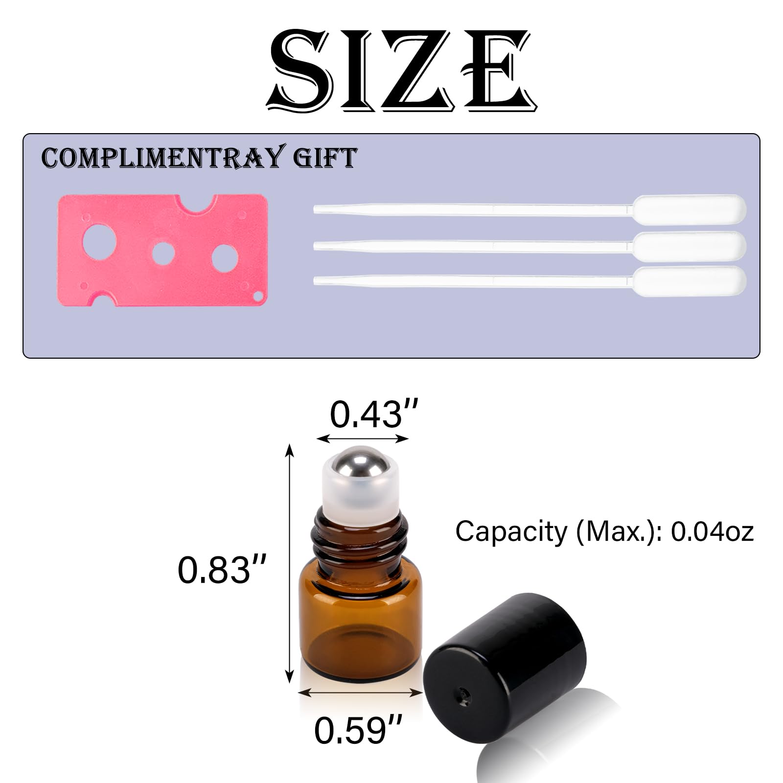 Confezione da 60 flaconi roll-on in vetro ambrato da 1 ml per oli essenziali, ricaricabili, con sfere a rullo in acciaio inox, mini contenitori per trucco a prova di perdite, con pipette e
