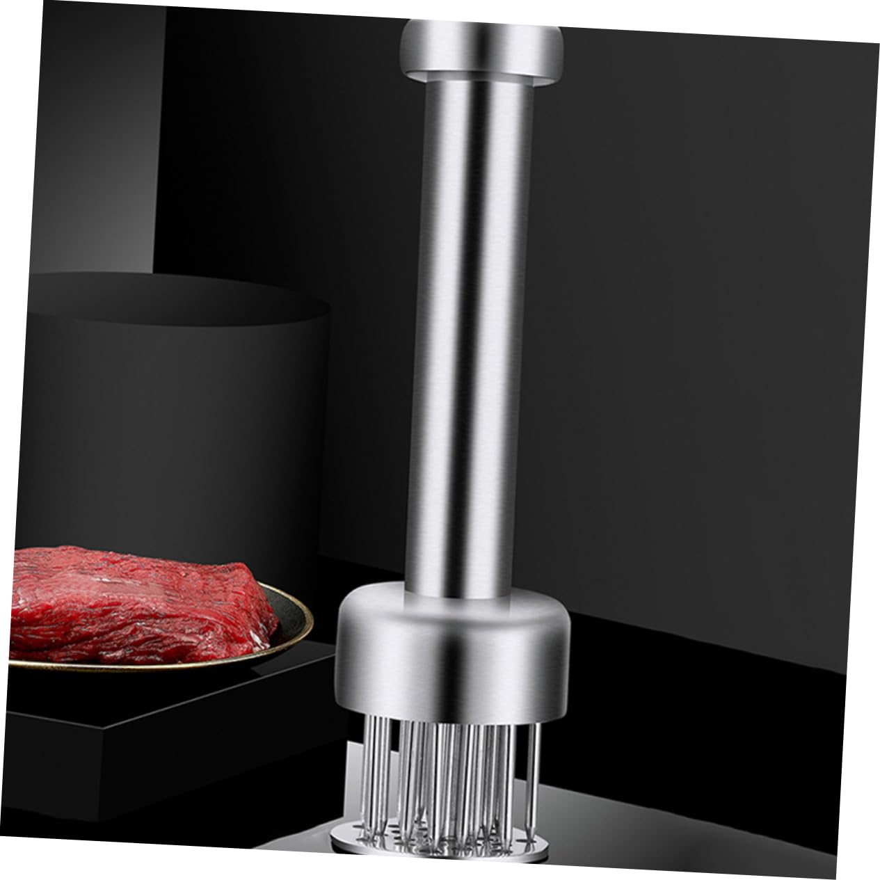 VINTORKY 1Pc Stainless Steel Meat Tenderizer Needle Tool Professional Tenderizing Kitchen Utensil for Juicy Tender Meat Easy to Use Non Skid Design for Beef