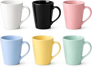 Budamix Kit 6 Canecas Porcelana Tulipa Lisa 250ml Coloridas Café Chá Xícara Presente Casa Cozinha