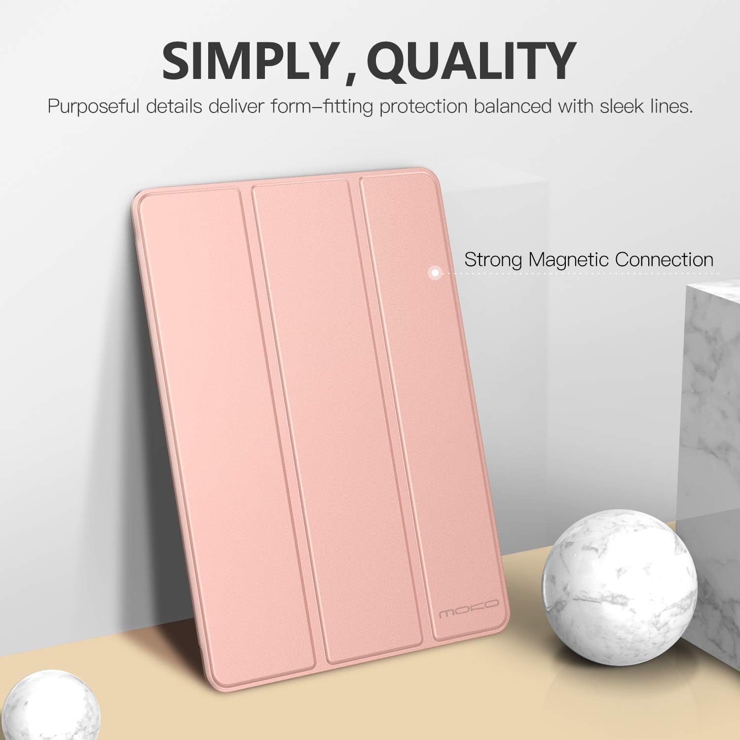 MoKo Case Fit iPad Air 3rd Generation 10.5 Inch 2019, Slim Lightweight Smart Shell Stand Cover with Translucent Frosted Back Protector Fit iPad Air 3, Auto Wake/Sleep,Rose Gold
