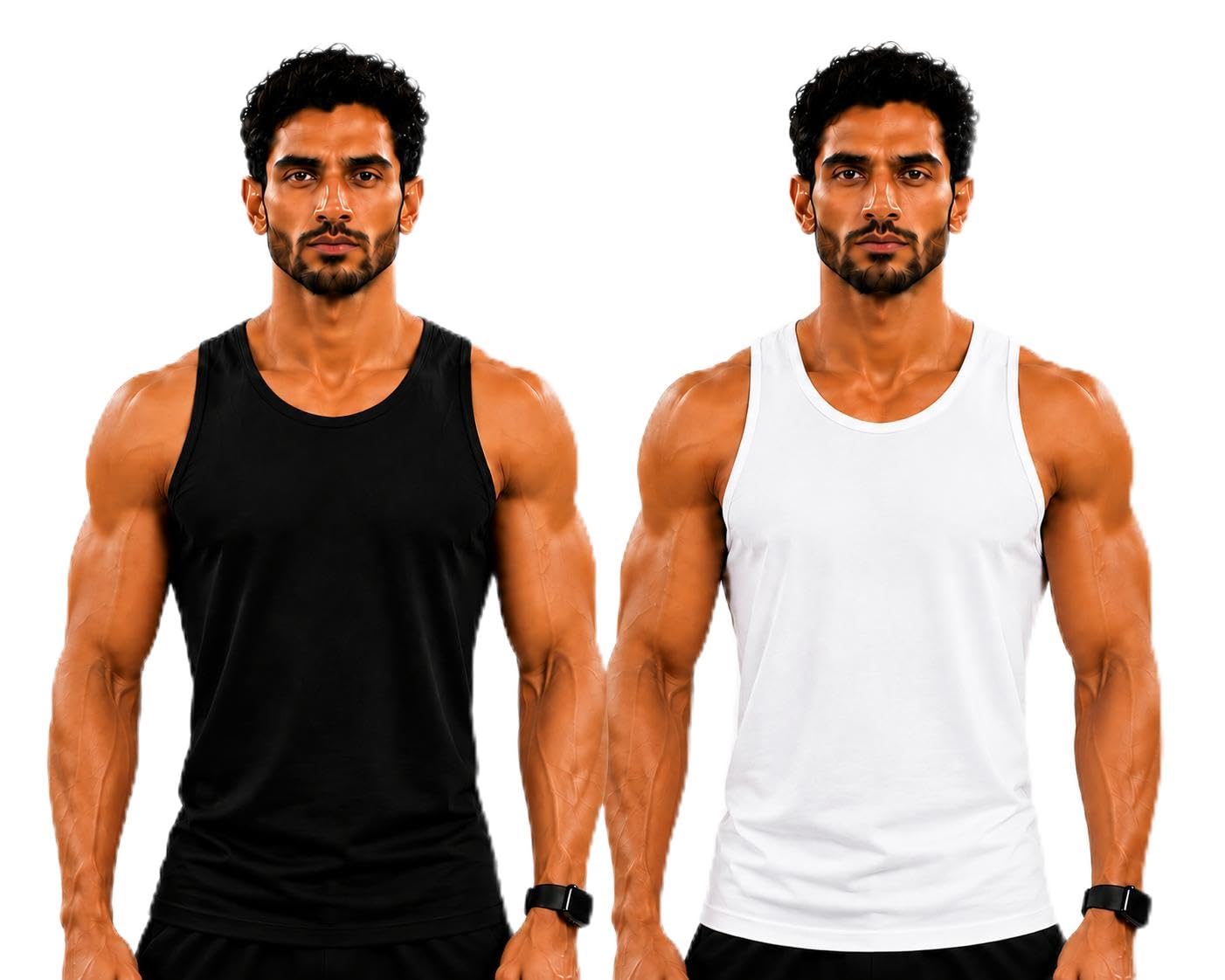 Pack of 2 Men's Quick Dry Gym Vest | Regular Fit Sleeveless Tank Top | Lightweight Breathable Polyester Workout Vest for Running, Training & Sports Wear-image-1