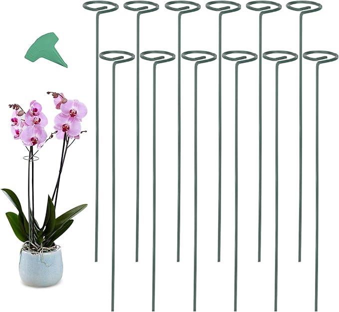 GROWNEER 24 Packs 24 Inches Garden Flower Support Plant Support Stakes, with 15 Pcs