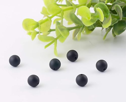 Miniatura 4 de Cuentas de piedra natural, 100 cuentas sueltas de ágata de ónix negro mate de 0.394 pulgadas (0.394 in), cuentas redondas de piedra real, cuentas