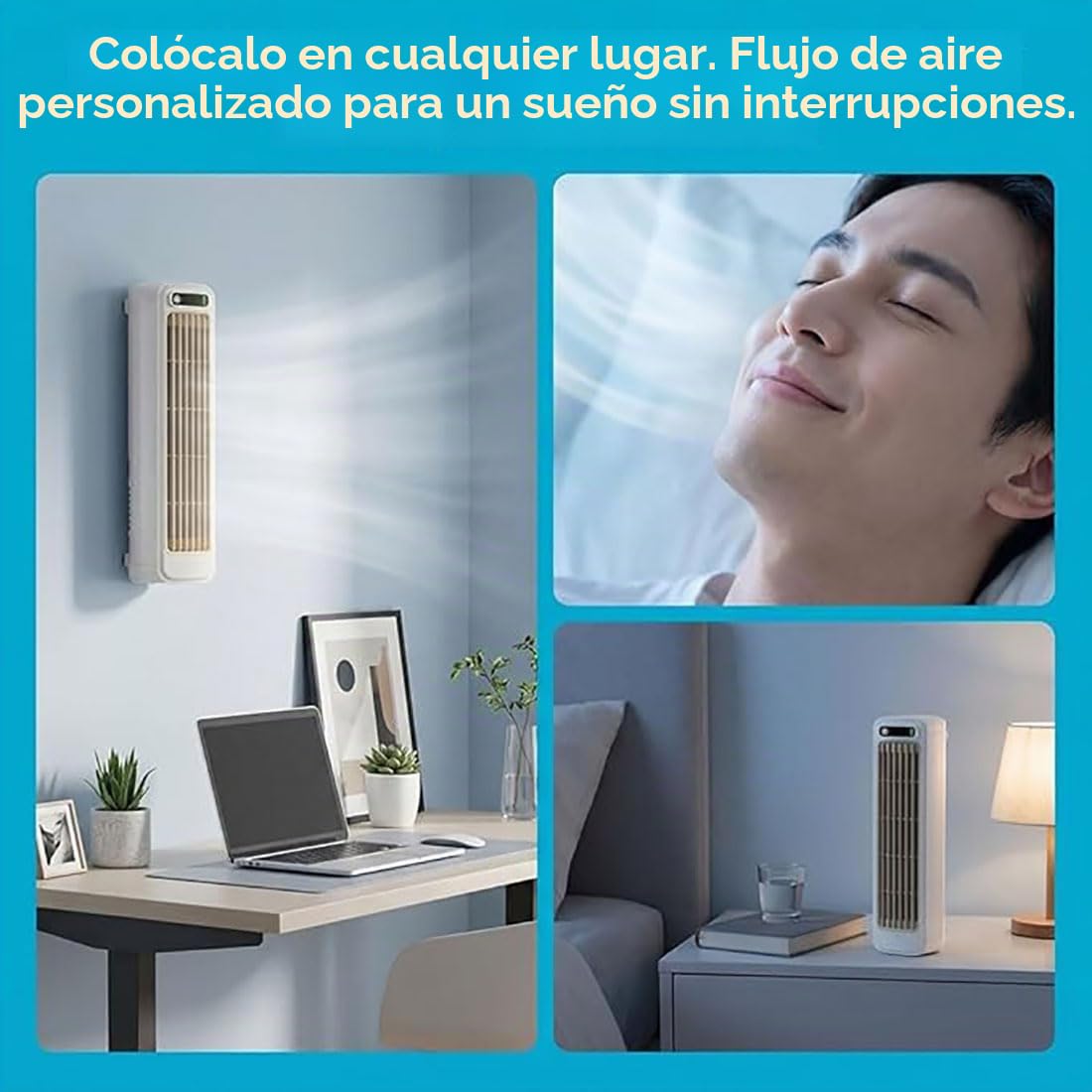 Coolizi Cooling Ace, Cooling Ace Aire acondicionado portátil, 3 modos ajustables y pantalla LED, Ventilador pequeño portátil de montaje en pared para viajes de dormitorio de oficina en casa (Beige)