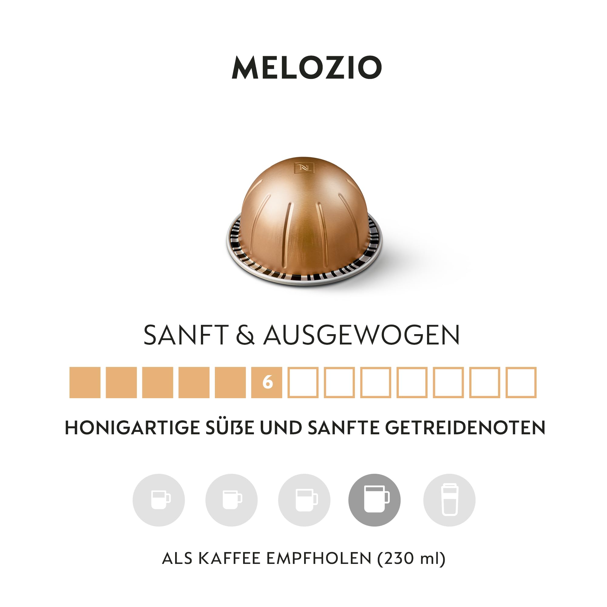 NESPRESSO VERTUO Melozio 100 Kaffeekapseln | Arabica Kaffee, Mittlere Röstung, Intensität 6, Ideal für große Kaffeetasse