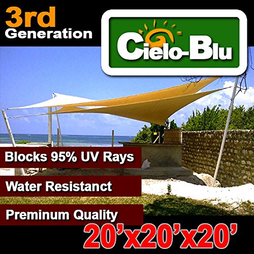 3rd Generation 20'x20'x20' Triangle Outdoor Sun Sail Shade Canopy Cover-S