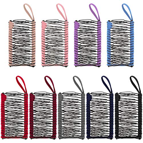 9 Pieces Banana Hair Clips Stretchy Hair Comb Double Clips Banana Clip Comb Tool Adjustable Elastic Hair Comb Stretch Banana Clip for Thick Stretch Hair (30 Teeth)