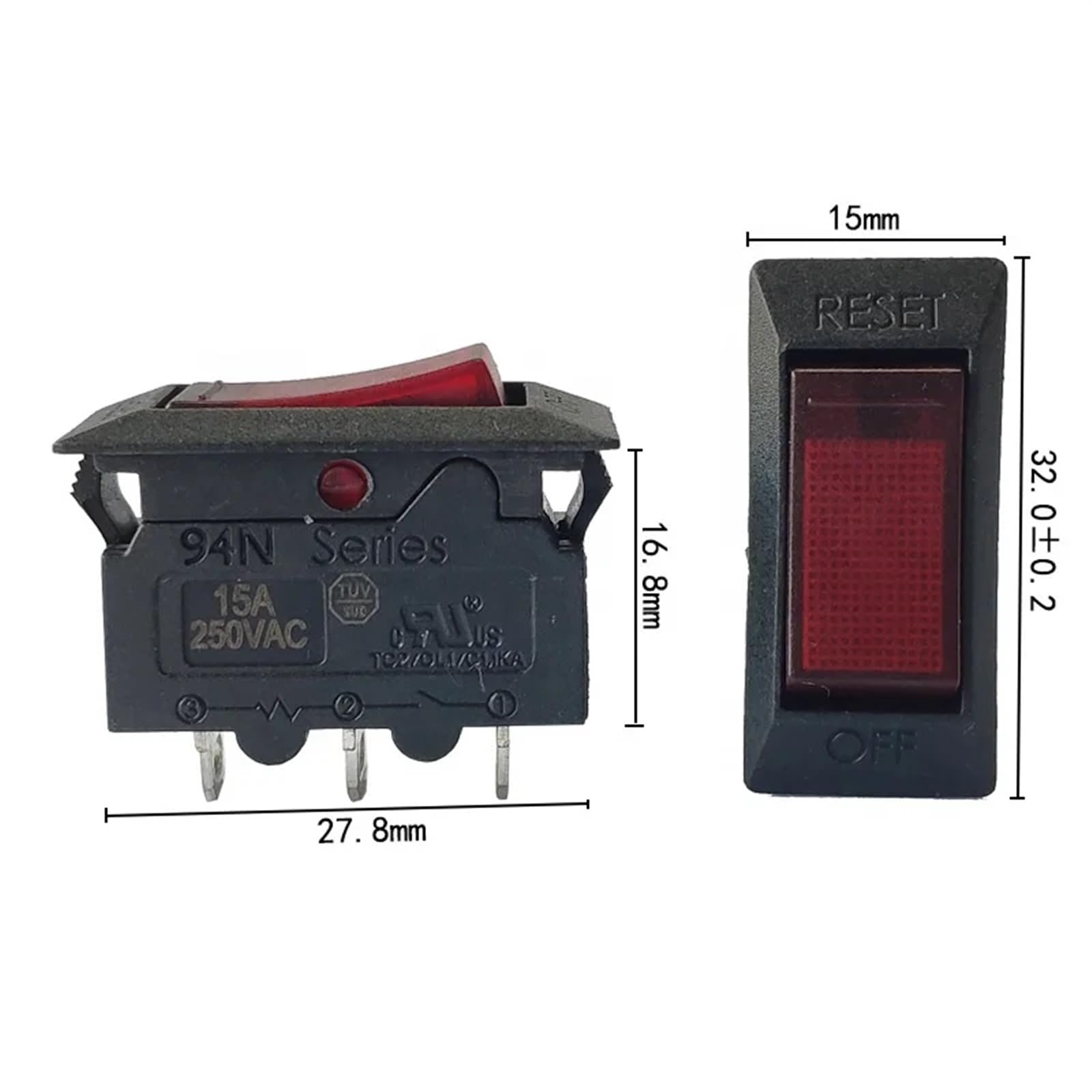 Protezione da sovraccarico con interruttore a bilanciere 16A, nera(16A Black)