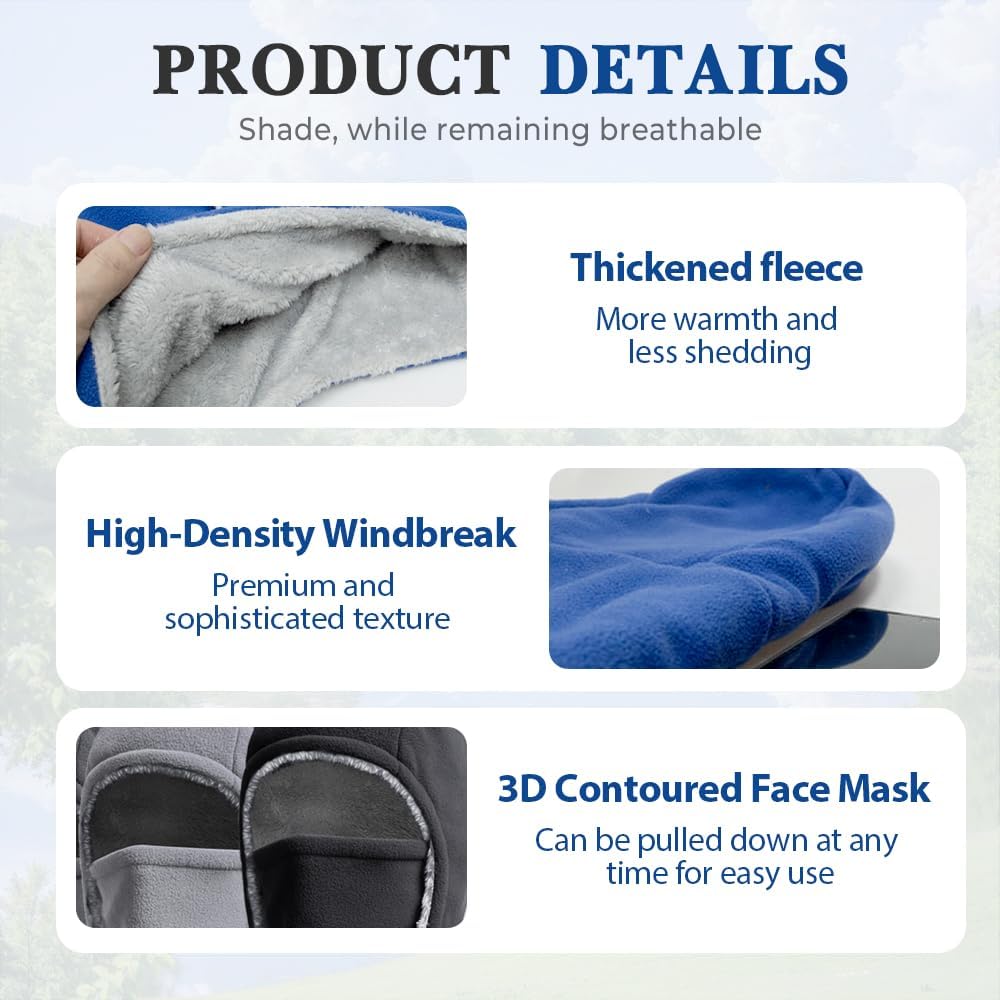 Balaclava Face Ski Mask, Neck Warm Hood for Cold Weather, Winter Face Mask for Men, Windproof Balaclava Hoodie for Cycling (US, Alpha, Medium, Large, Grey)
