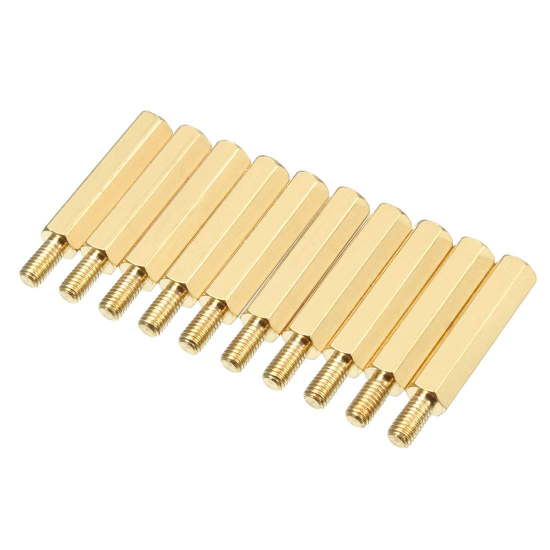 DealMux 10pcs M3 20+6mm Female Male Thread Brass Hex Standoff Spacer Screws PCB Pillar-image-22