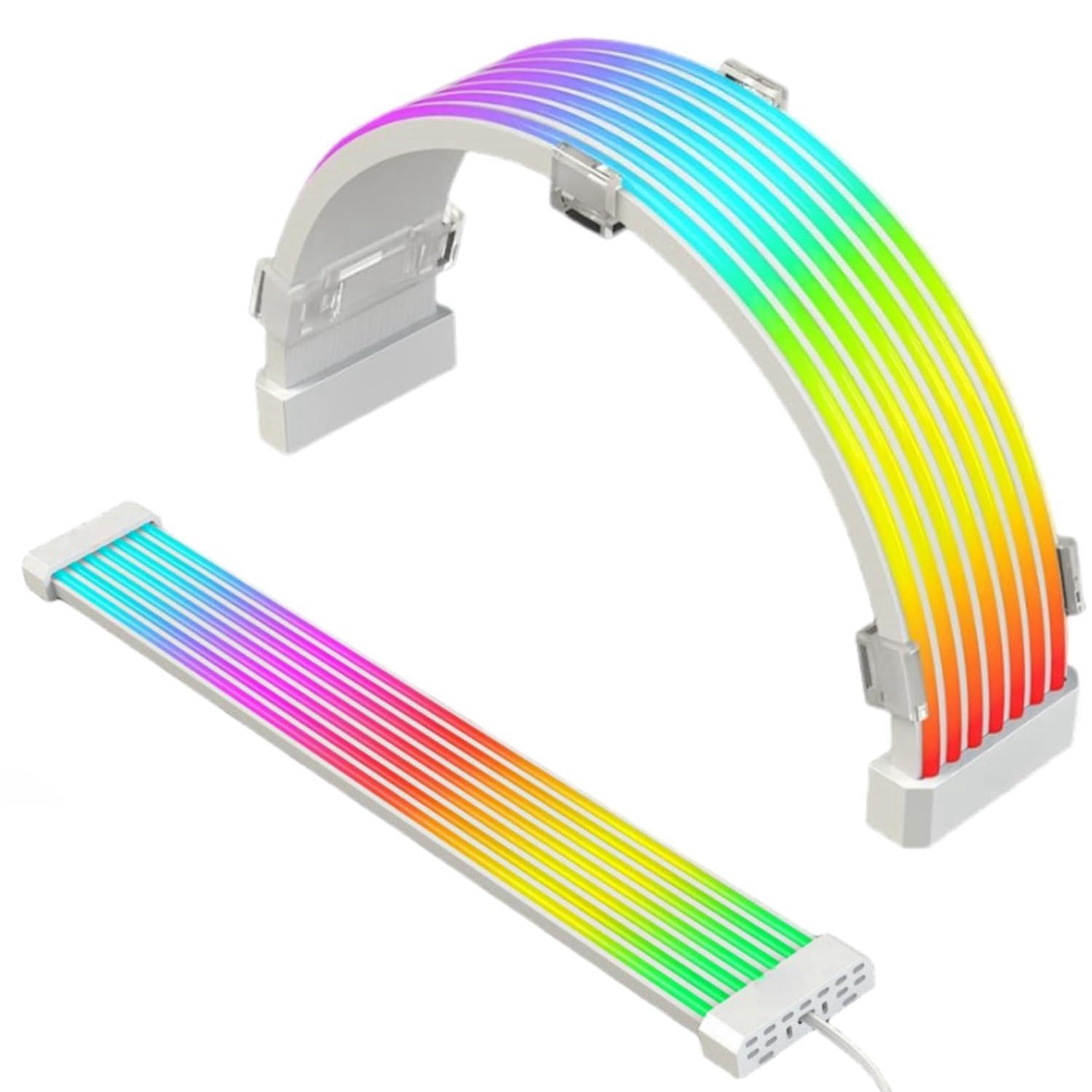 XUMIUZIY ARGB PC Power Supply Cable with LED Stripes, 5V 3Pin ARGB Synchronized, RGB Power Extension Cable Kit for Motherboard/GPU/PC Case